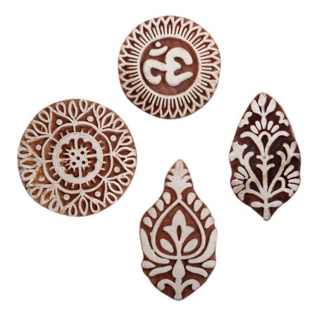 Set of 4 Piece New Mix Wooden Printing Block